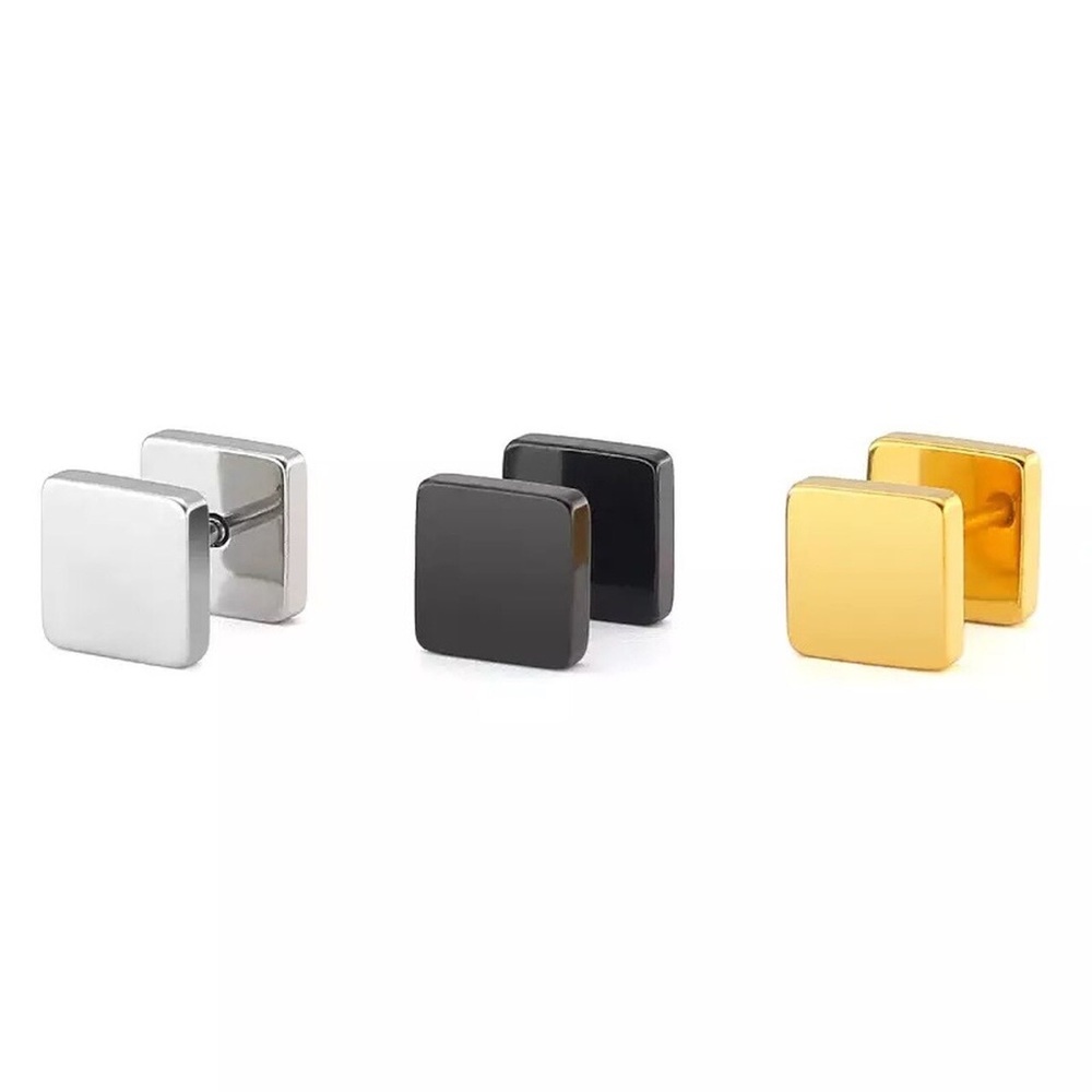 Unisex Stainless Steel Square Stud Earring